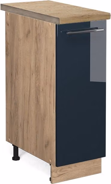 Armadio cucina dispensa alto Fame-Line Blu scuro lucido/Rovere dorato 30 cm, PL Rovere Vicco