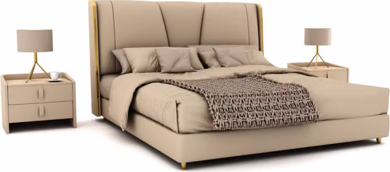 Schlafzimmer Möbel Designer Beiges Bett Doppelbett Modernes