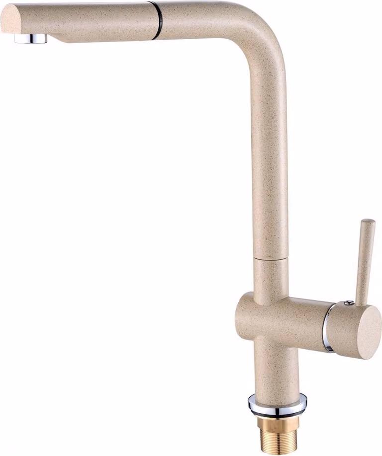 Miscelatore design per lavello verticale con bocca a L estraibile Granito beige