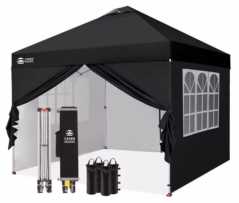 Tenda pop-up 3x3 metri, impermeabile, con 4 pannelli laterali, protezione UV 50+, regolabile in altezza, colore nero