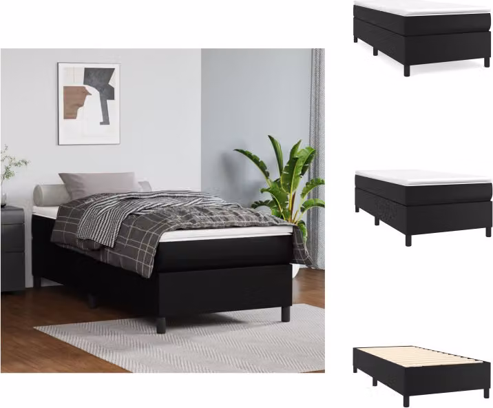 vidaXL Letto a molle insacchettate nero 90x200 cm in Pelle finta - Letti e strutture letto