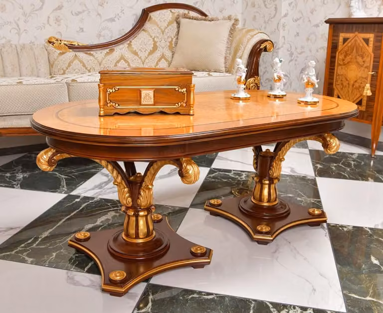 Casa Padrino tavolino barocco colori naturali / marrone / oro 125 cm - Mobili barocchi - Italy