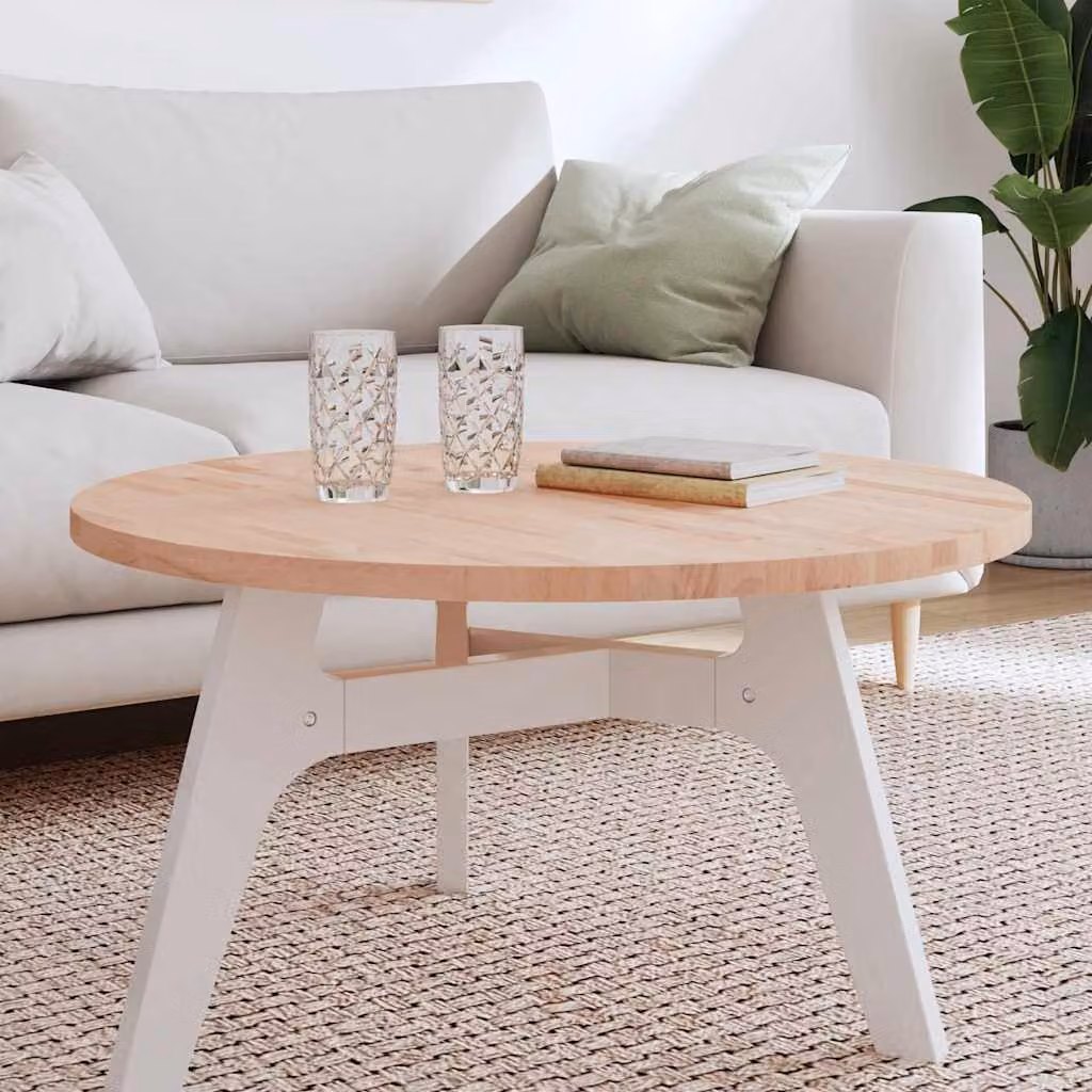 vidaXL Piano per Tavolo Rotondo in Legno Massello di Faggio, Diametro: 80 cm, Spessore: 2,5 cm