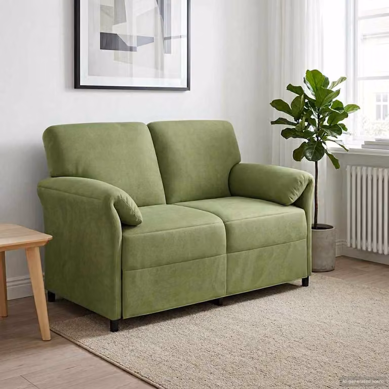 Divano a 2 posti vidaXL in velluto verde con cuscini, design moderno per soggiorno, L: 138 cm, P: 83 cm, H: 95 cm