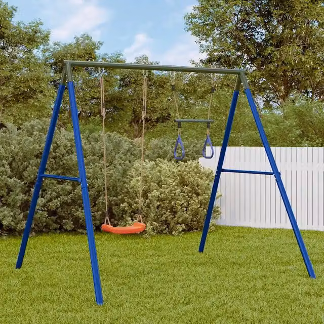Set Gioco da Esterno con Altalena e Trapezio vidaXL in Metallo e Plastica, H 206 x L 185 x P 185 cm