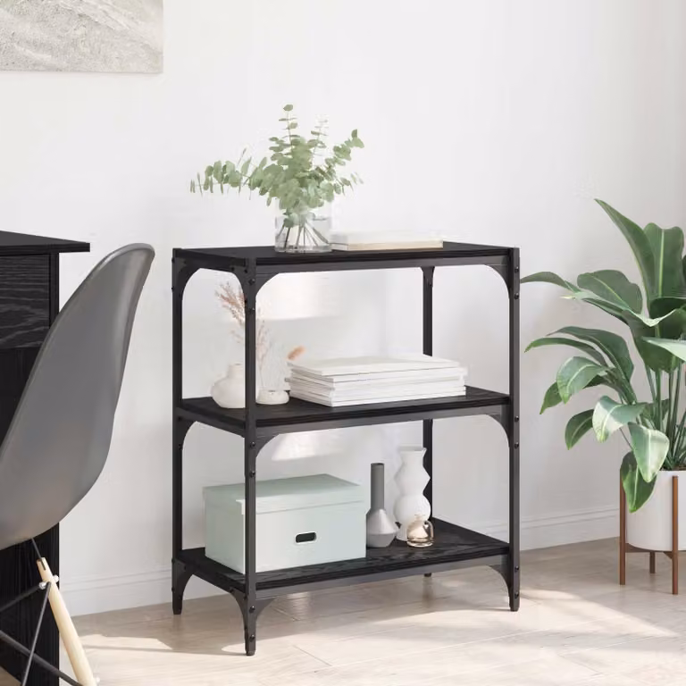 Armadio per libri stile industrial vidaXL in MDF e metallo, nero e marrone, L 60 cm x P 33 cm x H 70,5 cm