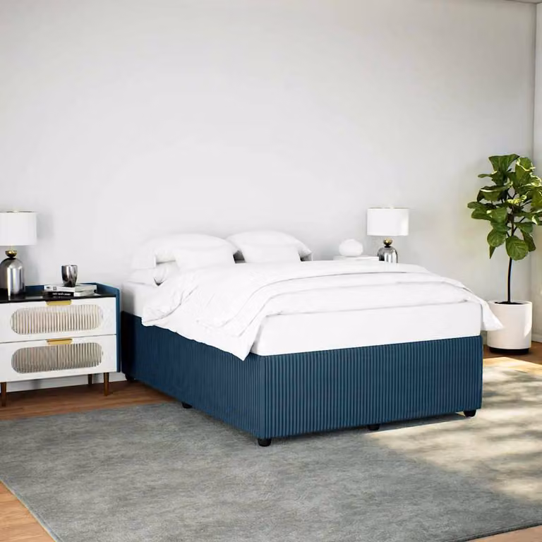 vidaXL Giroletto in Velluto Blu con Struttura in Legno di Pino L/P: 140 x 200 cm