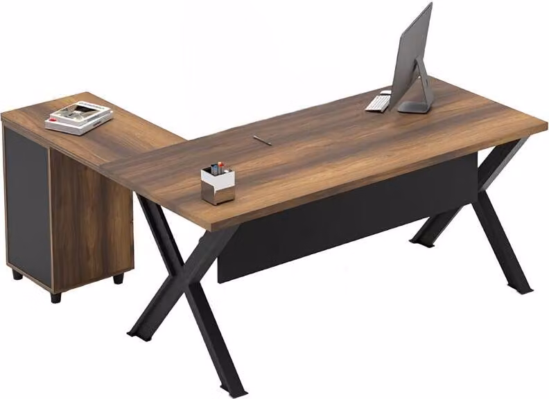 Ecktisch Tisch Stauraum Aufbewahrungstisch Arbeitszimmer Braun Schwarz
