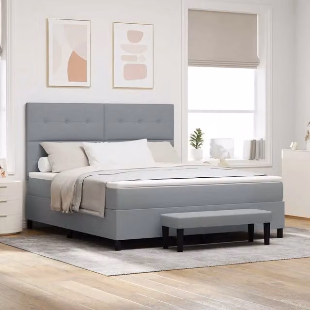 Letto a molle con testiera Grigio chiaro 180 x 200 cm Tessuto 3344086