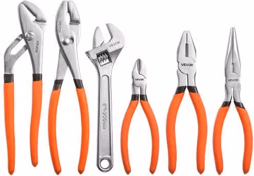 Set di 6 pinze e chiavi VEVOR in acciaio al carbonio lucidato argento con impugnature ergonomiche