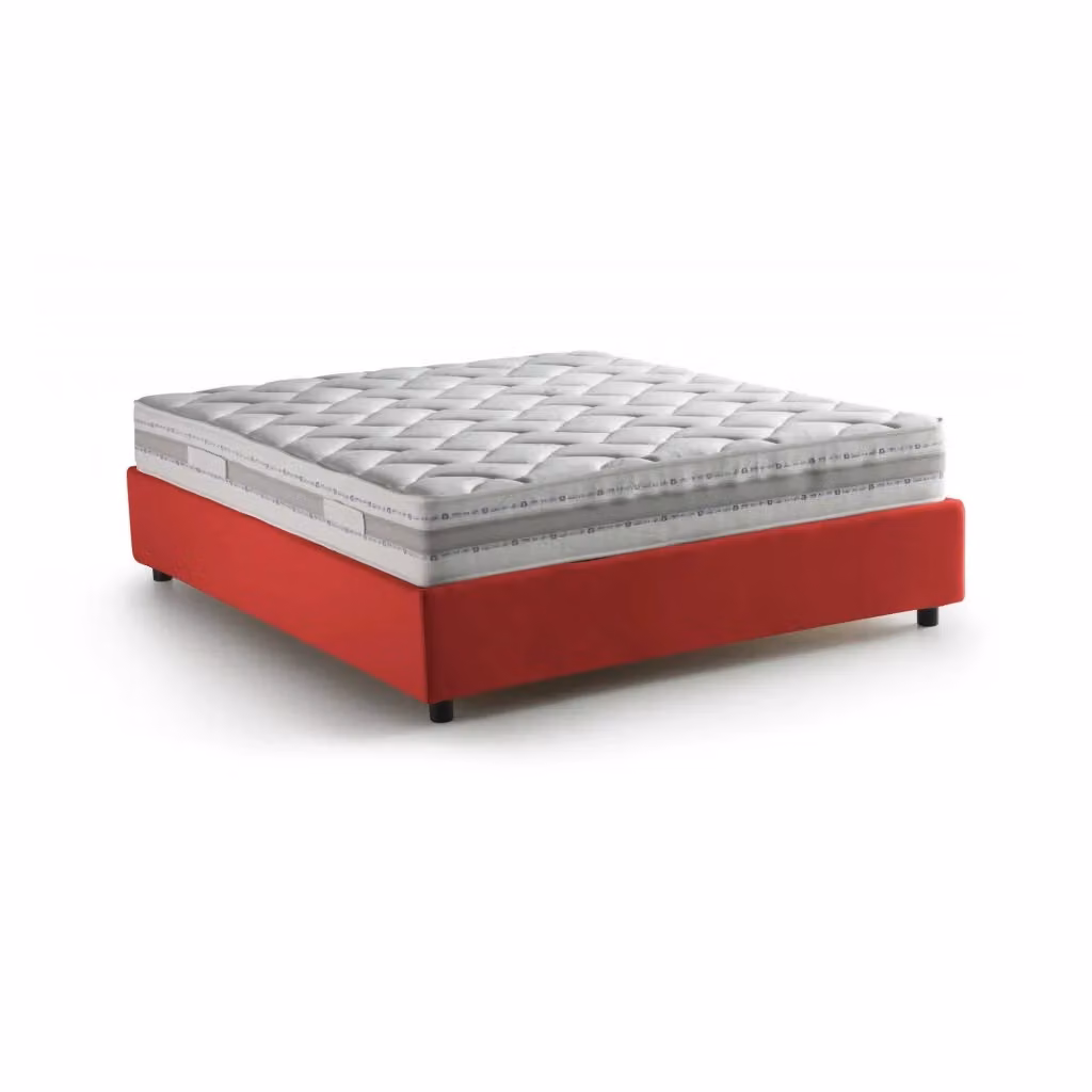 Letto Matrimoniale Apelt con Materasso Incluso, Struttura Imbottita con Contenitore a Alzata, Rosso, 160x200 cm – 2