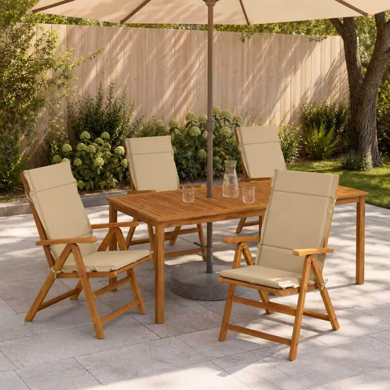 Set di 4 cuscini per sedia alta vidaXL GEMERT in poliestere beige con rivestimento rimovibile e antiscivolo