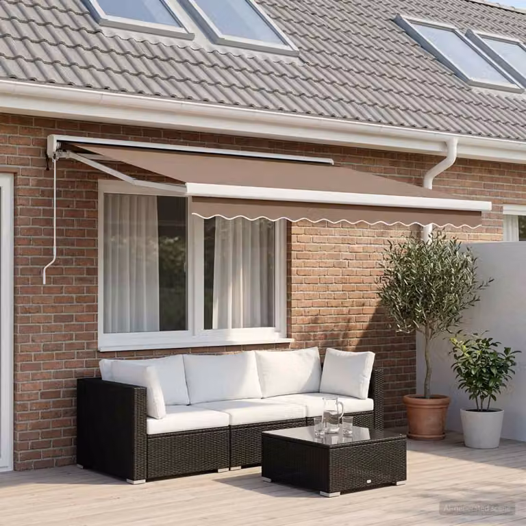 Tenda retrattile vidaXL color beige in tessuto di poliestere e metallo L: 400 cm, P: 300 cm