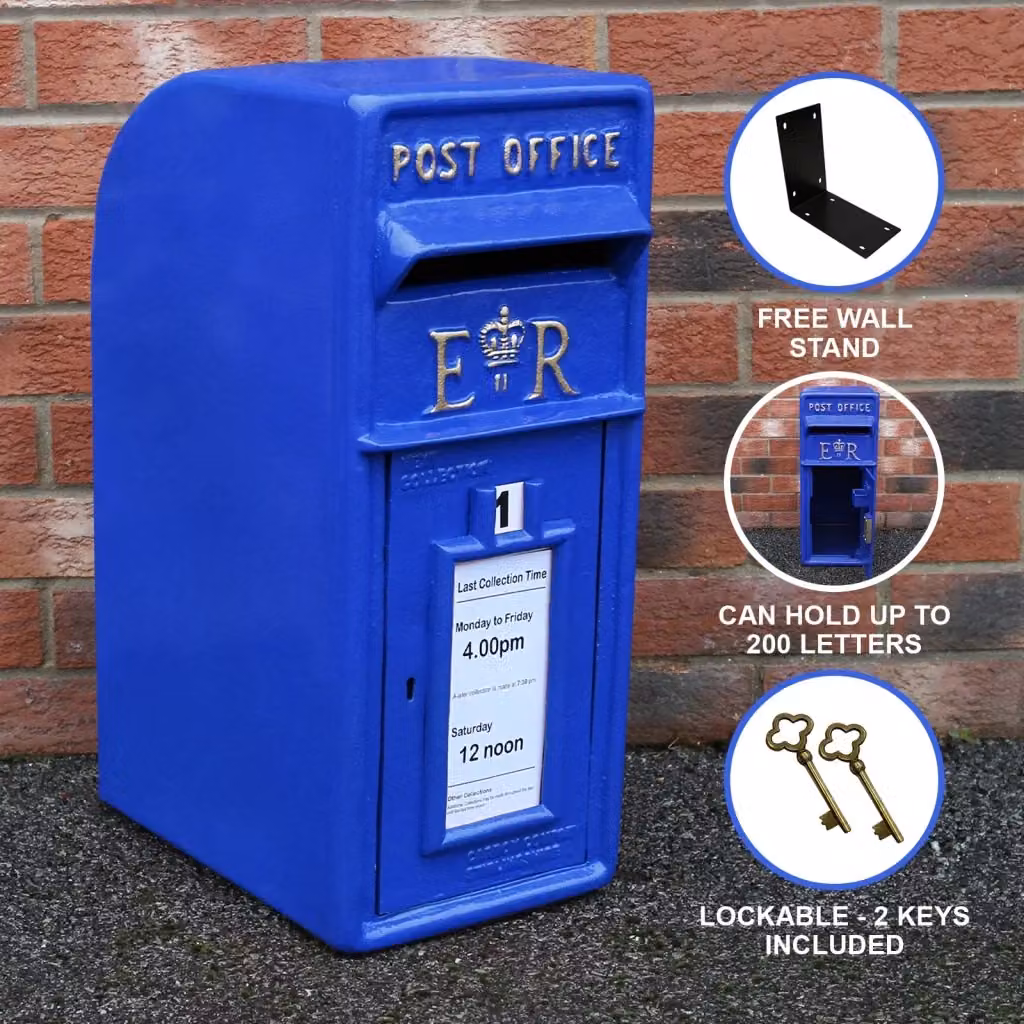 Cassetta postale da esterno in ghisa stile britannico MONSTER SHOP Blu L: 37,0 cm, H: 57,0 cm, P: 24,0 cm – 2