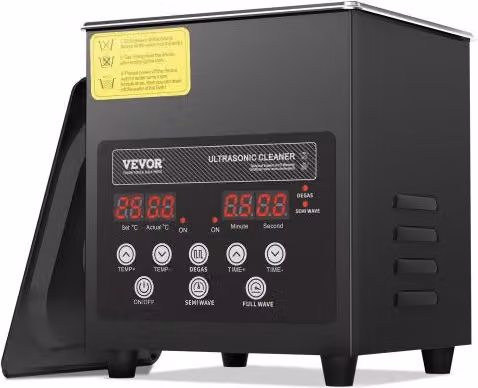 VEVOR Pulitore a Ultrasuoni Digitale da 2 L, 60 W e 40 kHz con Riscaldatore e Modalità Delicata, Colore Nero in Acciaio Inox