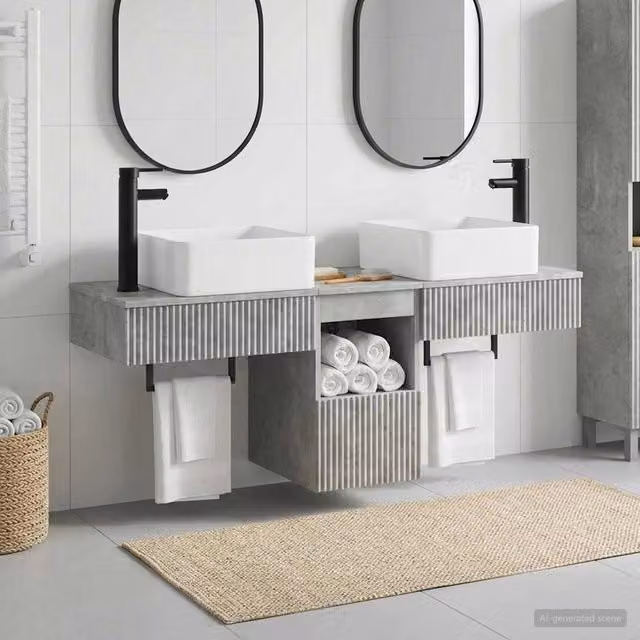 Set di mobili per il bagno 3 pz Grigio Cemento 3405600