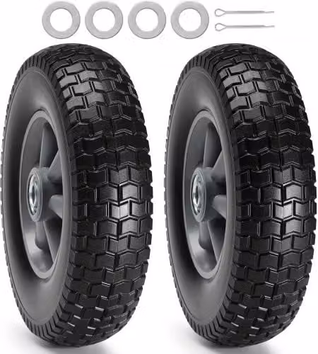 Confezione da 2 Ruote VEVOR con Pneumatico Run-Flat in PU Solido Nero, Diametro: 25,4 cm, Carico Statico 100 kg e Carico Dinamico 80 kg per Carrello a Mano e Multiuso