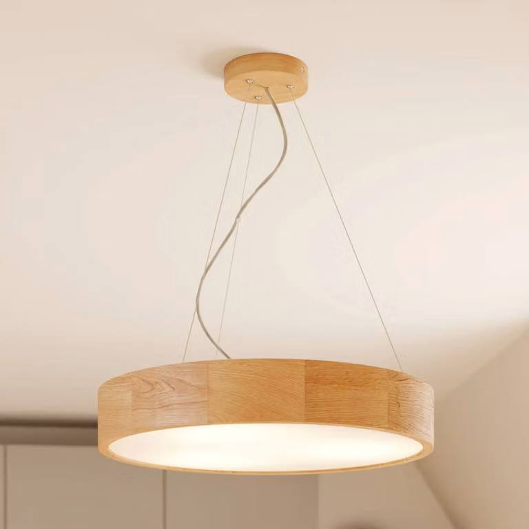Lampada a sospensione Kerio Lamkur, dimmerabile, Soggiorno / Sala da pranzo, Legno, Moderno, Lampada a sospensione