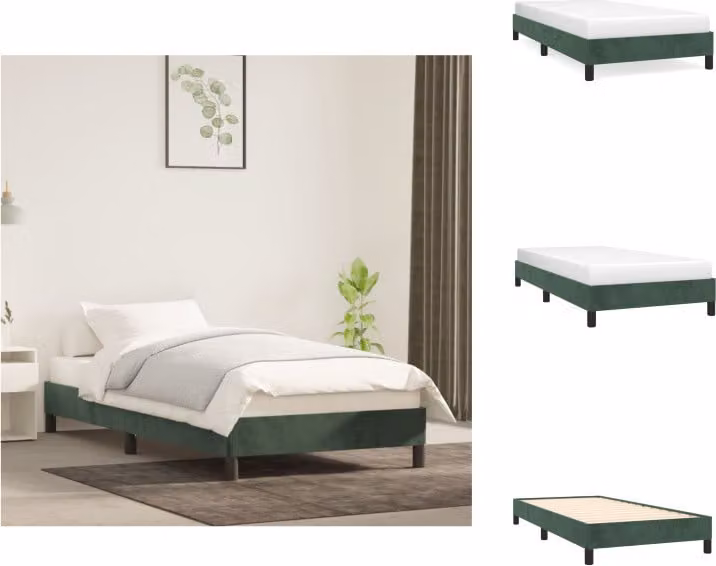 vidaXL Struttura letto verde scuro 100x200 cm in velluto - Letti e strutture letto
