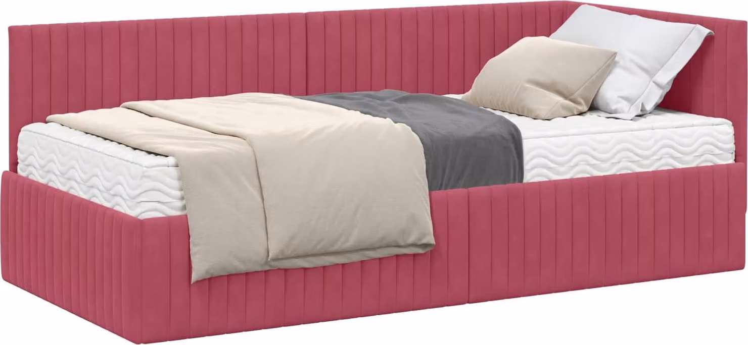 Struttura Letto Angolare con Materasso 2 pcs Verde Velluto