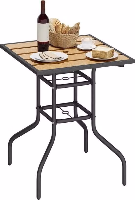 Tavolo da giardino, tavolo da terrazza, tavolo da pranzo rettangolare con foro per ombrellone