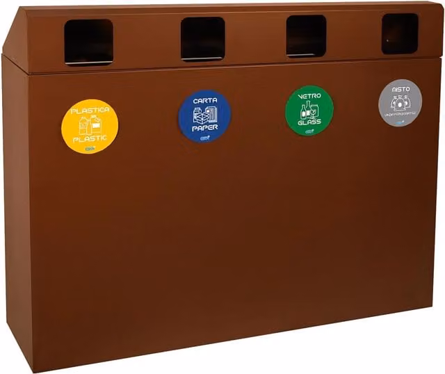 Mobile per Raccolta Differenziata 4 Scomparti 240 L 120x30x96 cm in Acciaio Verniciato Corten