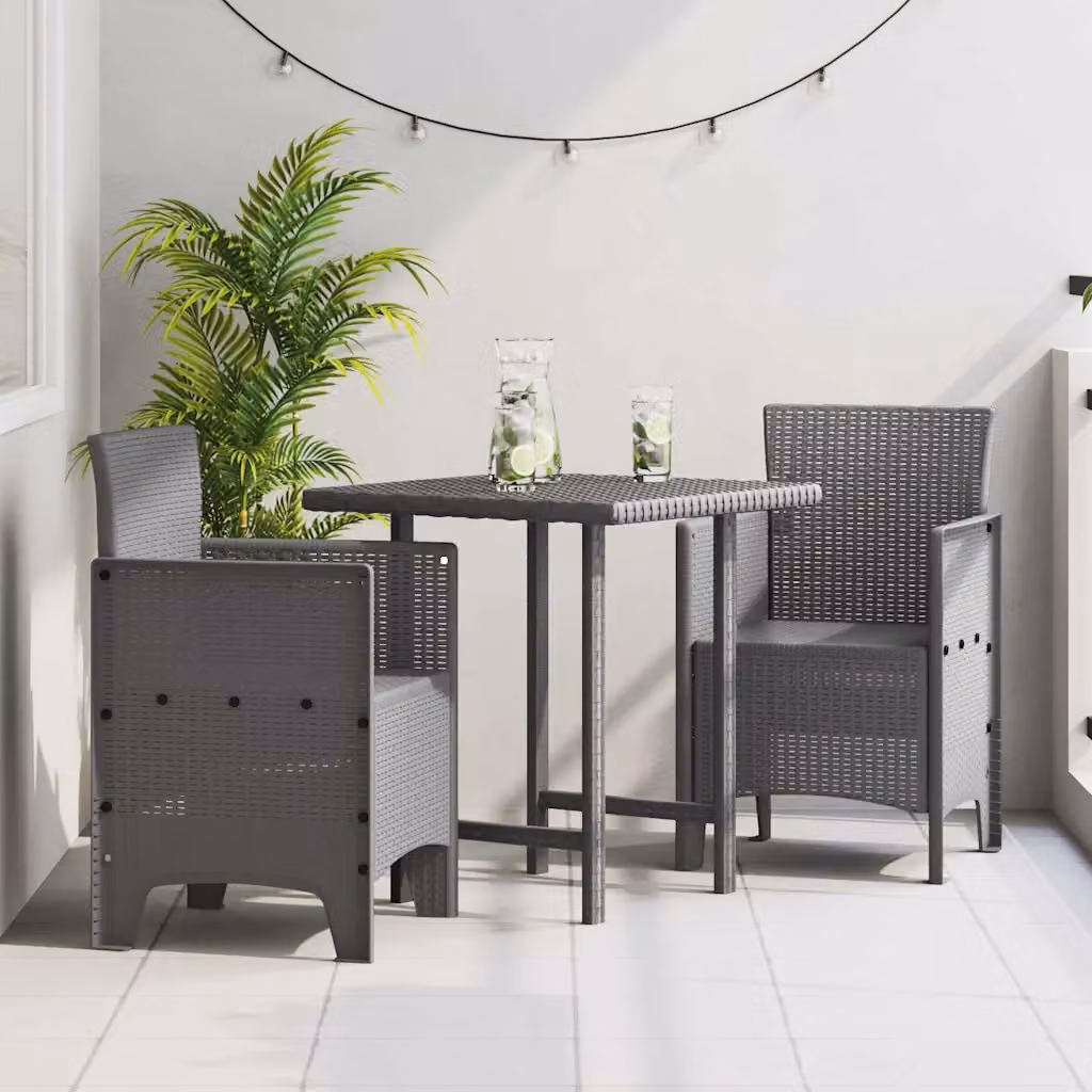 Set di 2 sedie da giardino moderne vidaXL in polipropilene grigio opaco con braccioli e resistenza ai raggi UV