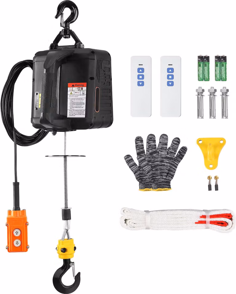 SucceBuy argano elettrico 3 in 1, 1100 lbs, 1500 W forte gru ad argano con cavo e telecomando wireless, altezza di sollevamento di 22,9 piedi, 13 ft/min, per garage, magazzino, fabbrica di sollevamento