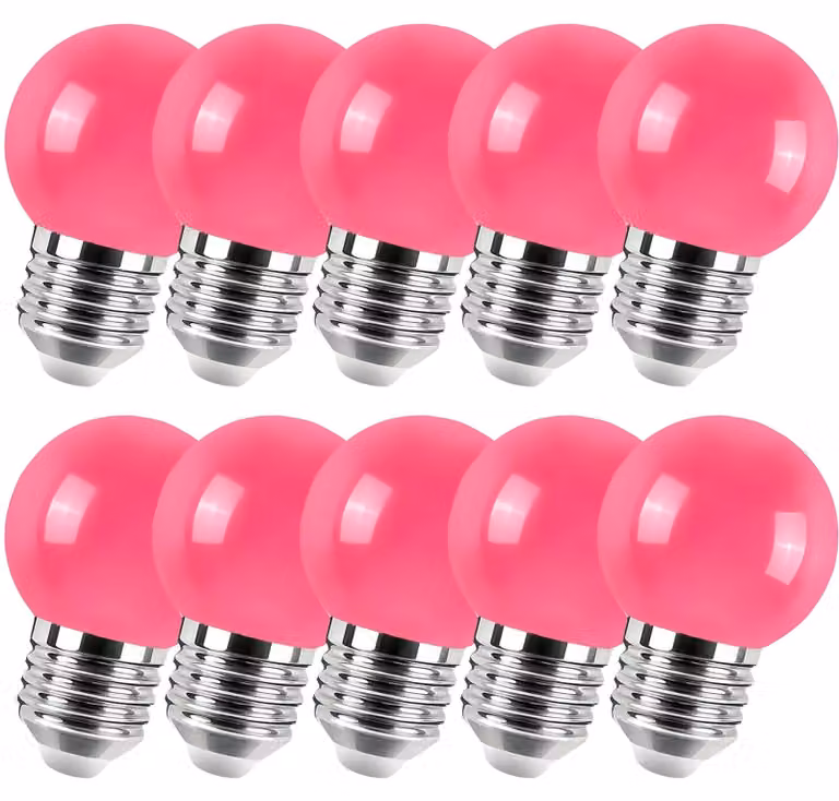 Lampadine LED colorate E27 G45, 2W, confezione da 10, assortite