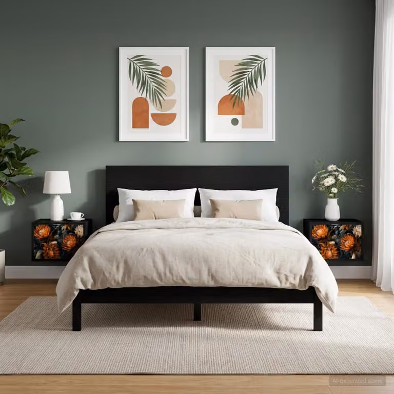 Set di 2 comodini sospesi vidaXL LOCHEM in Rovere e Nero opaco
