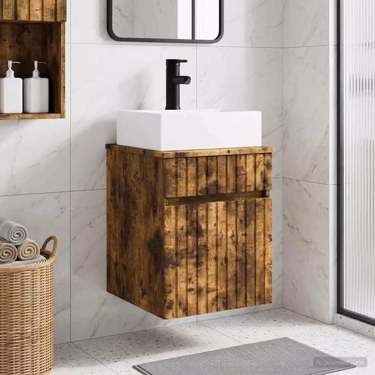 Mobile Lavabo da Parete vidaXL in Rovere Fumo, Design Moderno, L 39 cm x P 41 cm x H 62,5 cm