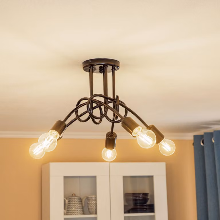 Plafoniera soffitto Joiy Lamkur, dimmerabile, Nero, Soggiorno / Sala da pranzo, Metallo, Moderno, Plafoniera