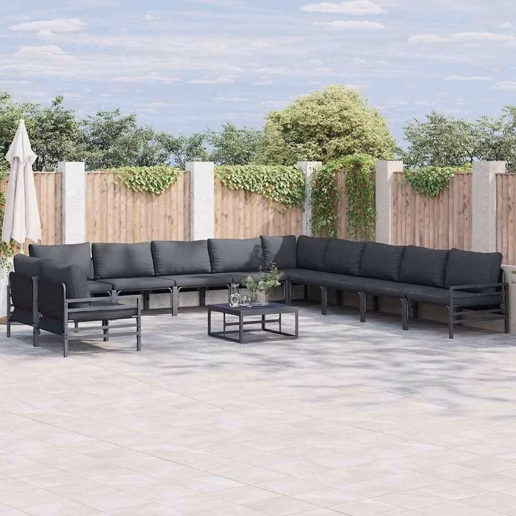 Maison Exclusive - Set di divani da giardino, 12 pezzi, colore nero, struttura in acciaio