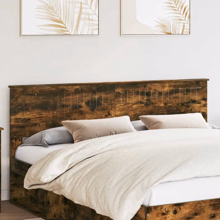 Testiera per letto moderna vidaXL in legno ingegnerizzato rovere fumé marrone L: 183 cm, H: 90 cm, P: 32 cm