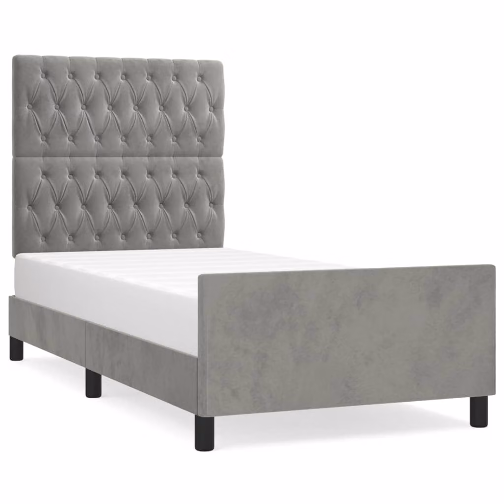 Giroletto senza Materasso Grigio Chiaro 90x200 cm Velluto