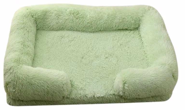 Cuccia per cani, rettangolare, in peluche, per animali domestici, adatta anche per gatti, lavabile, color salvia, dimensioni L: 80x53 cm