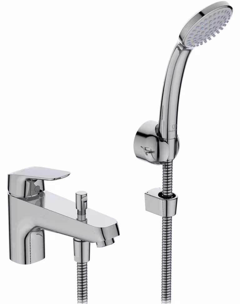 Miscelatore monocomando per bagno con attacco doccia, cromato, da montare su un foro