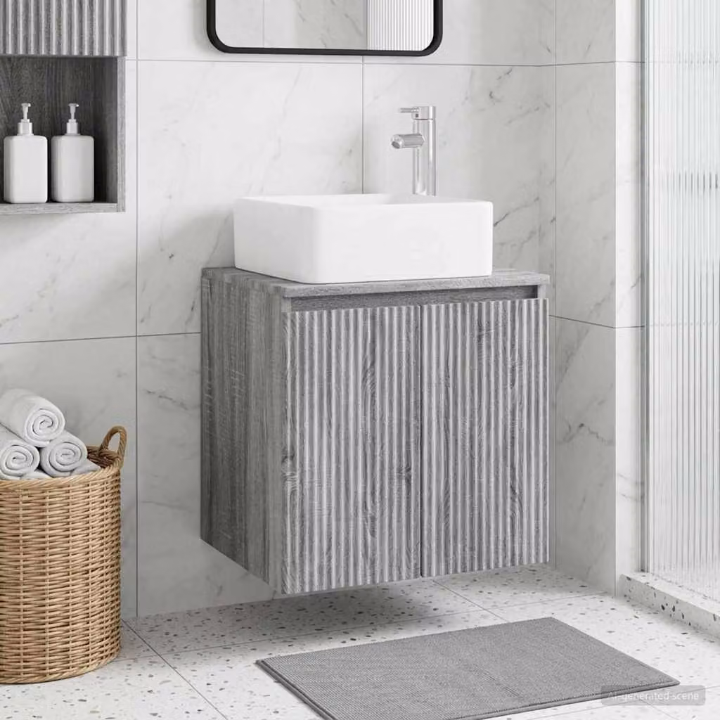 Lavabo da parete moderno vidaXL in stile Sonoma grigio L: 53 cm, P: 35 cm, H: 63 cm