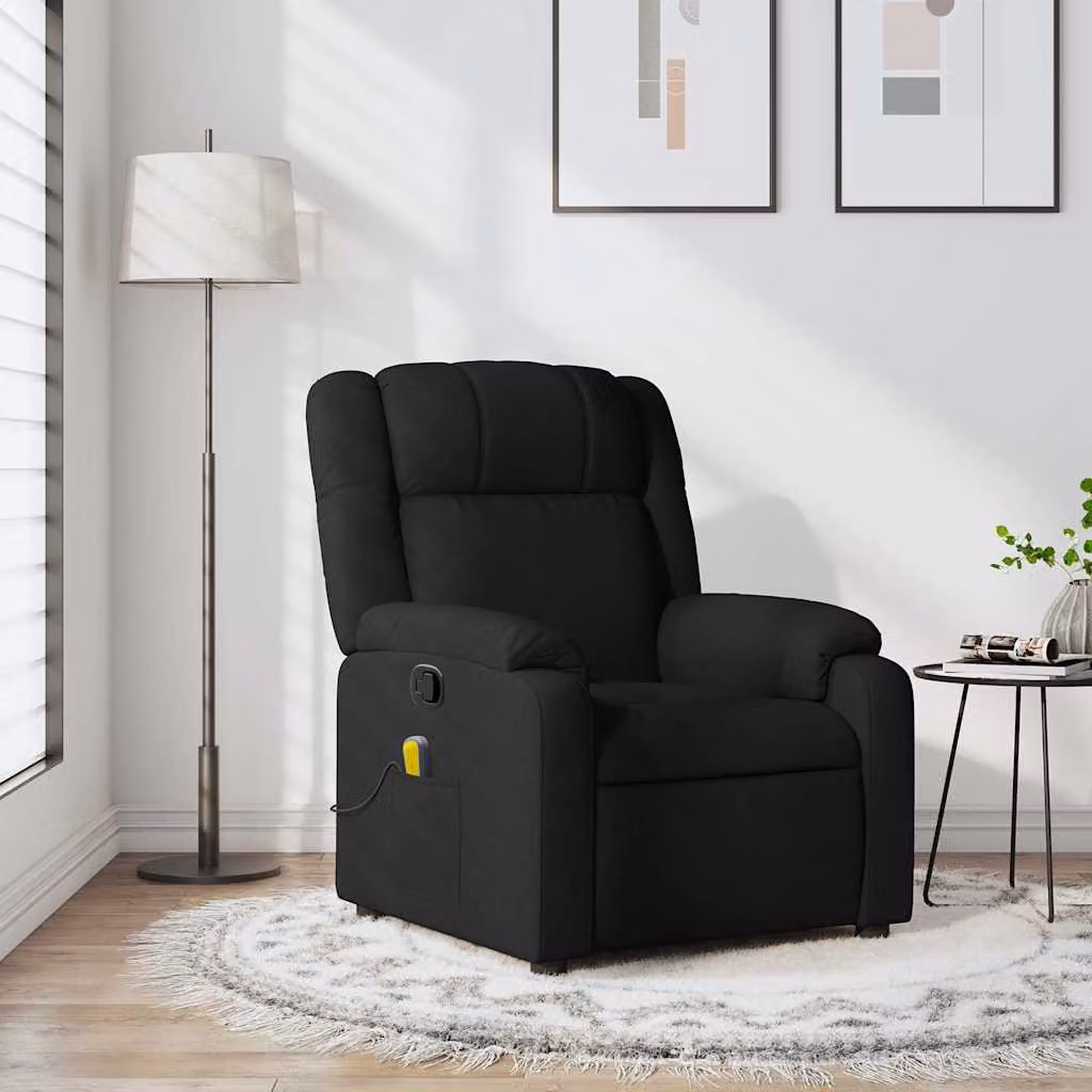 Poltrona relax reclinabile vidaXL in tessuto nero con braccioli e regolazione manuale