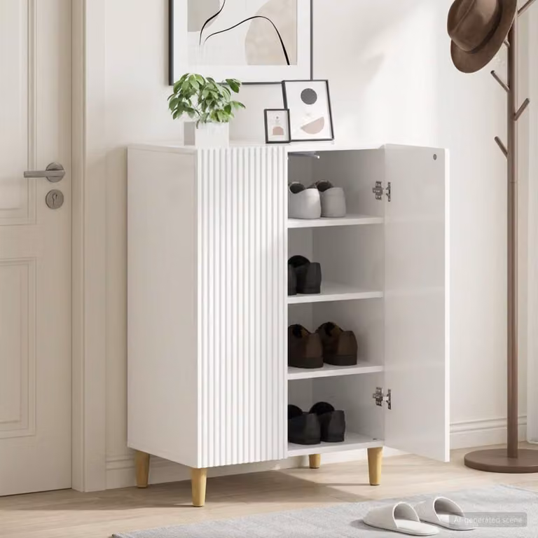 Mobile porta scarpe vidaXL ARNHEM Bianco Lucido L: 59,5 cm, P: 39,5 cm, H: 90 cm