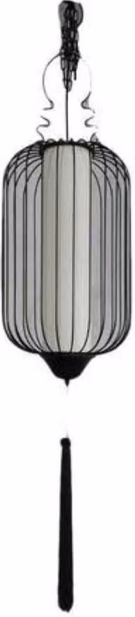 Raffinata lampada a sospensione cinese Asianliving in metallo beige e nero con corda W35xD35xH92cm