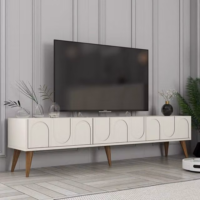 Scafa, Mobile Porta tv 3 Ante, 180x35x44h cm Bianco Crema
