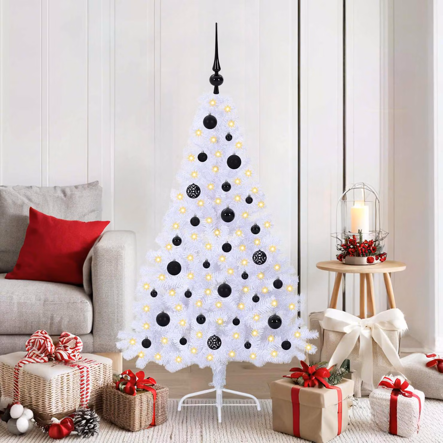vidaXL Albero di Natale artificiale Bianco 150 cm PVC e Acciaio