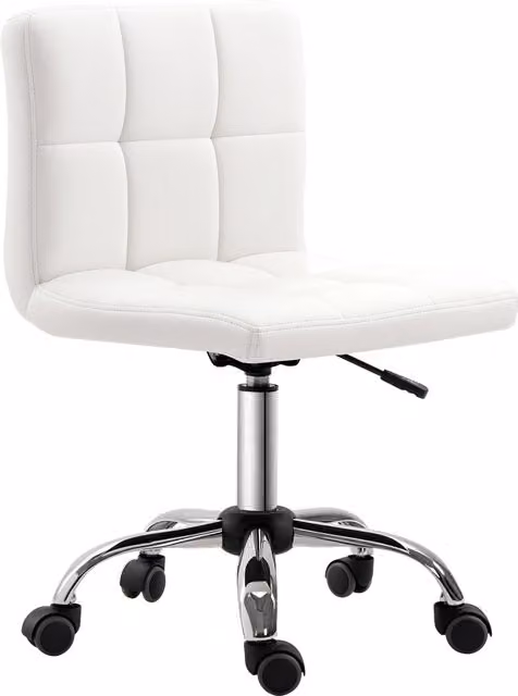 Sedia da ufficio girevole HOMCOM in ecopelle bianca con rotelle e altezza regolabile, poltrona ergonomica L/P/H: 46 x 51 x 80-92 cm
