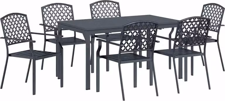 Set da Pranzo per Giardino 7 pcs Antracite