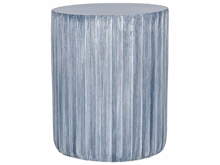 BELIANI Tavolino grigio chiaro in vetro temperato MgO a forma di tamburo rotondo resistenza ai raggi UV ruggine acqua resistente alle intemperie stile boho moderno