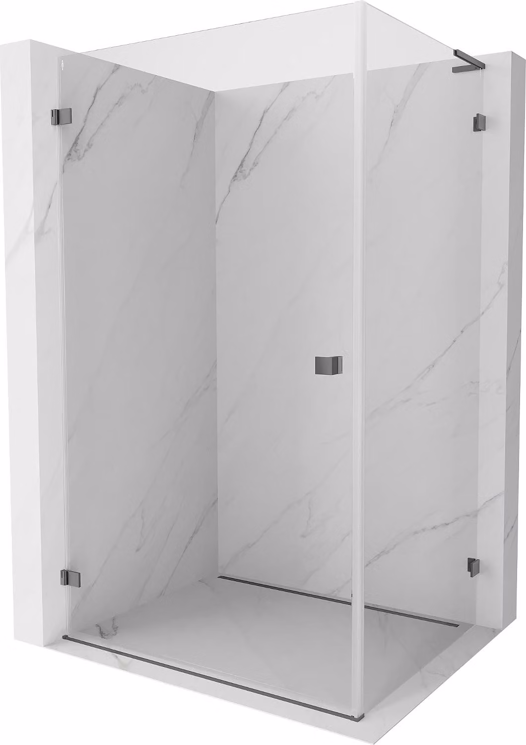 Mexen Lunar-B L cabina doccia a battente sinistra 85 x 80 cm, trasparente, gun metal - 832L-085-080-95-00-L