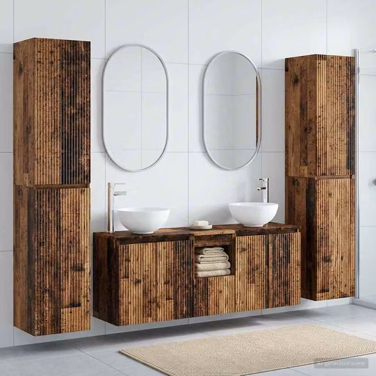 Set di mobili per il bagno vidaXL in legno marrone, 5 pezzi, L/P/H: 33 x 34,5 x 160 cm