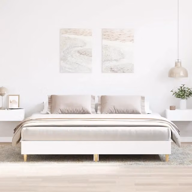 Giroletto senza Materasso-Struttura Letto Bianco 200x200 cm Legno Multistrato