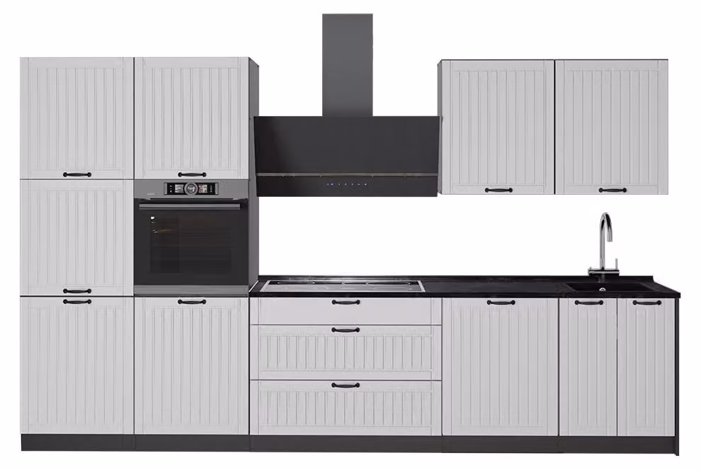 Cucina componibile Vicco Fame-Line Bianco rustico/Antracite 340 cm senza piano di lavoro, Model 64580